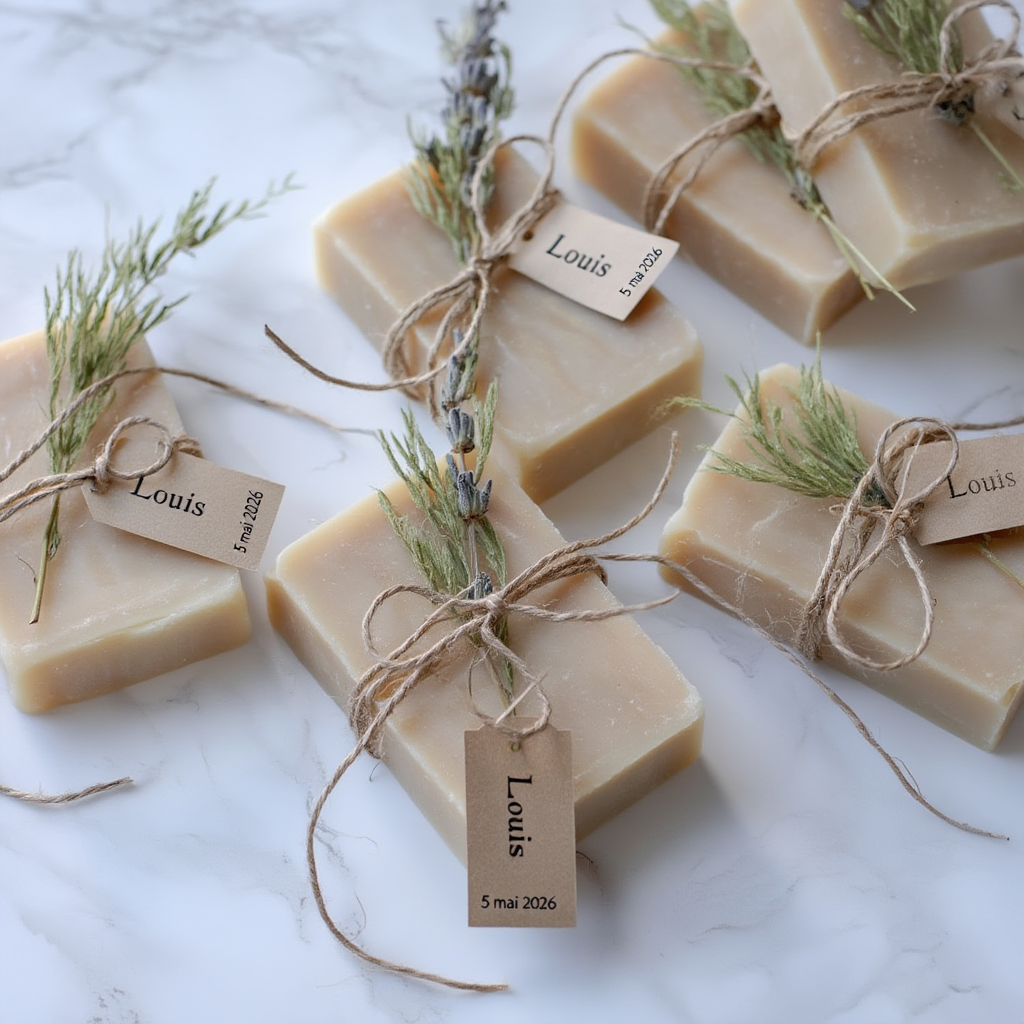 Savons invités personnalisés mariage & baptême